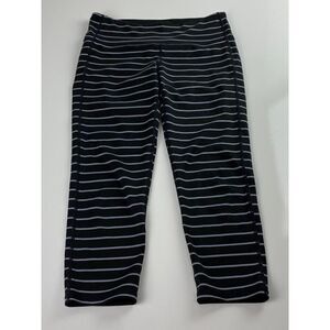 Athleta Striped Chaturanga Cropped Capri Leggings Womens Small Black Gray BJ0451
